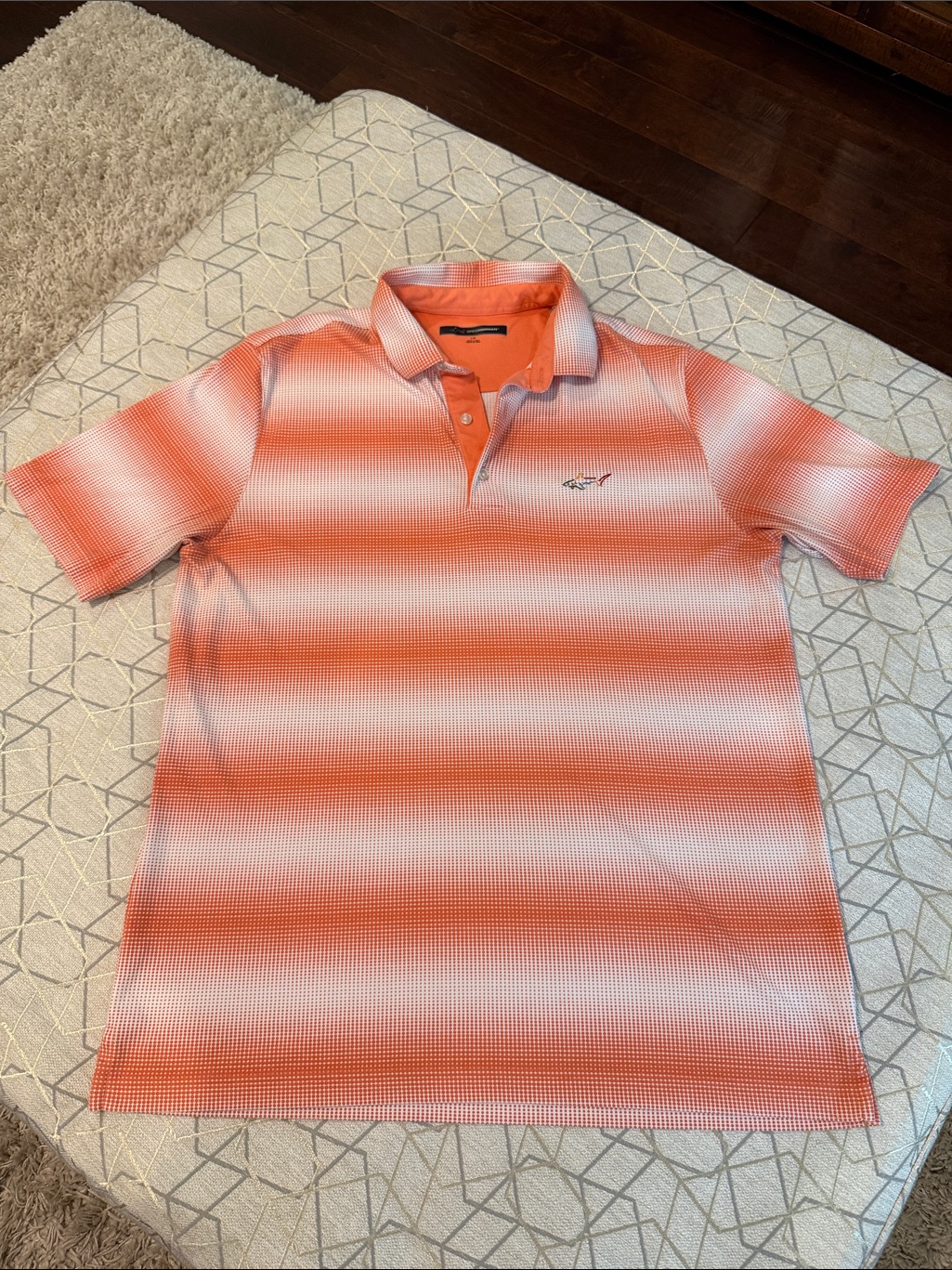 Greg Norman Collection Orange And White Gradient Stripe Polo